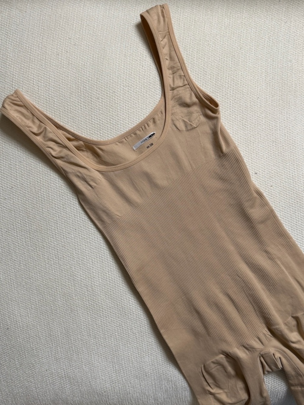 Ribbed Nude Beige Tank Bodysuit
